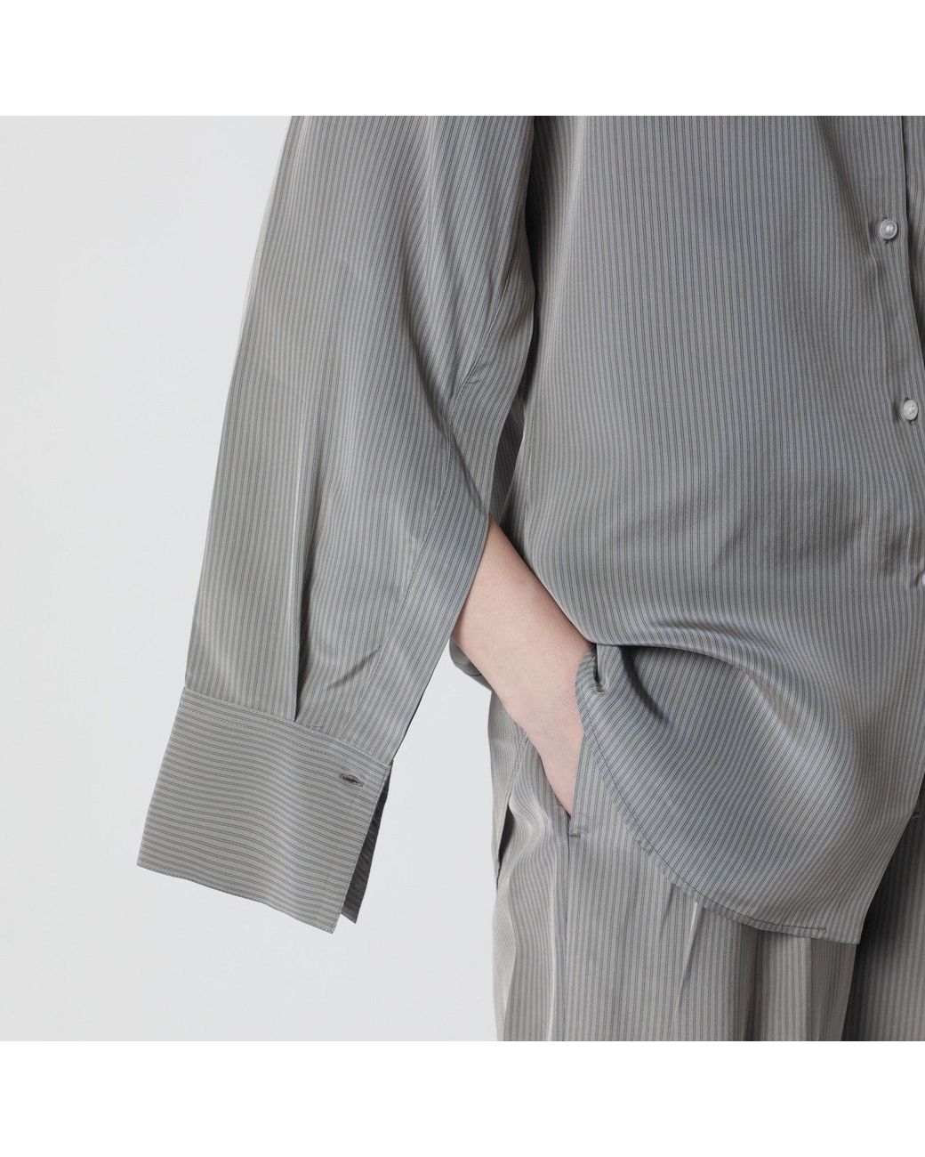Rohe Gray Light Striped Oversized Shirt