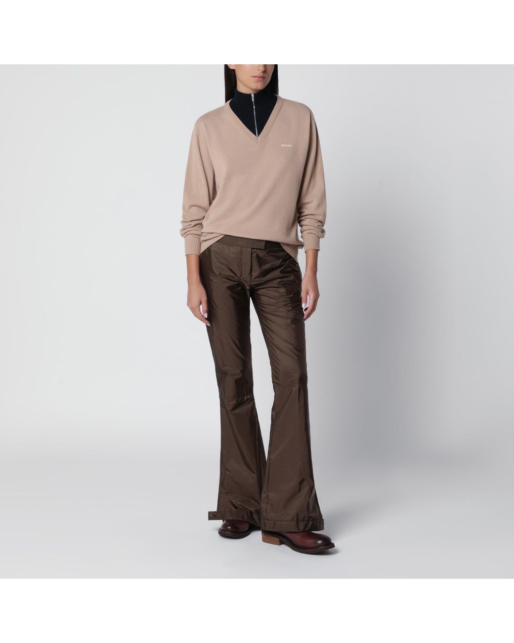 Miu Miu Natural And Turtleneck Sweater