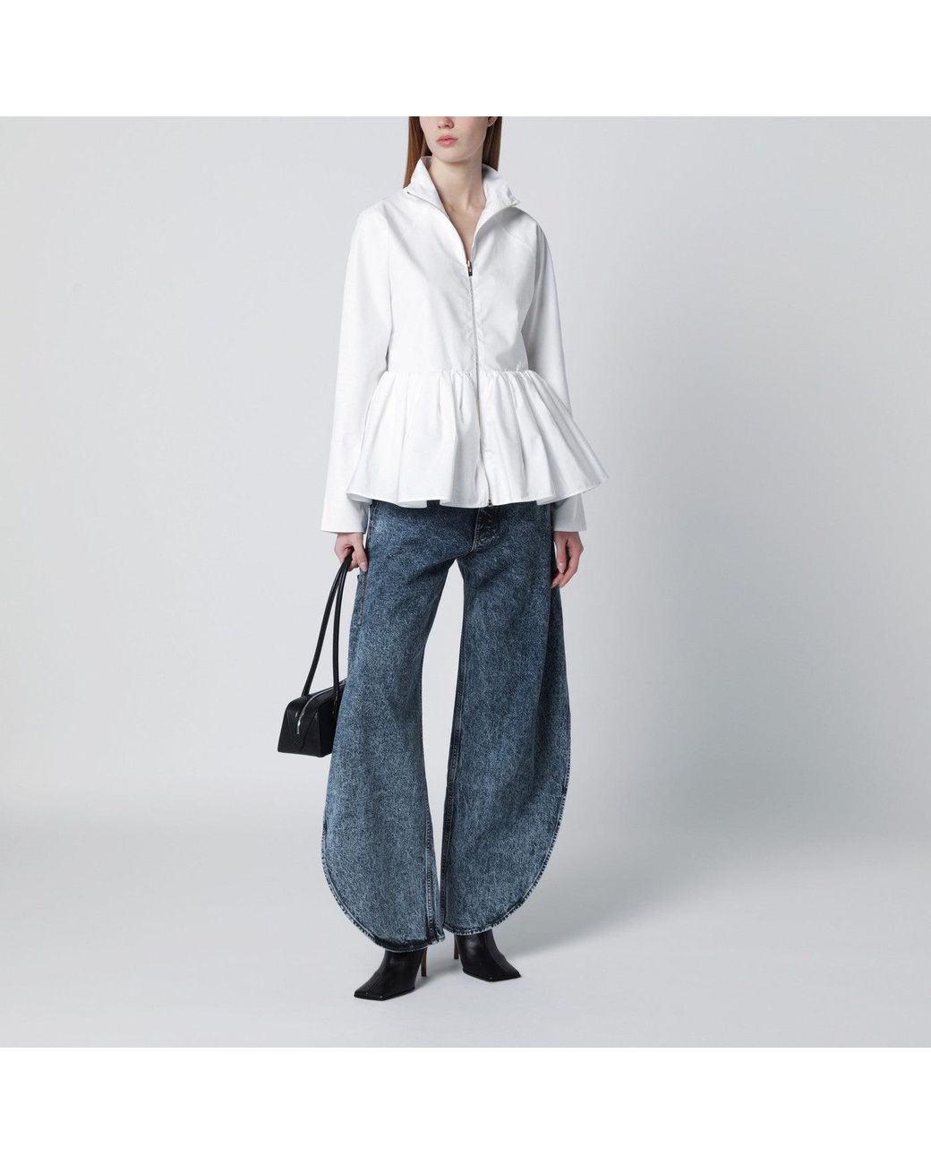 Alaïa White Cotton Poplin Peplum Jacket