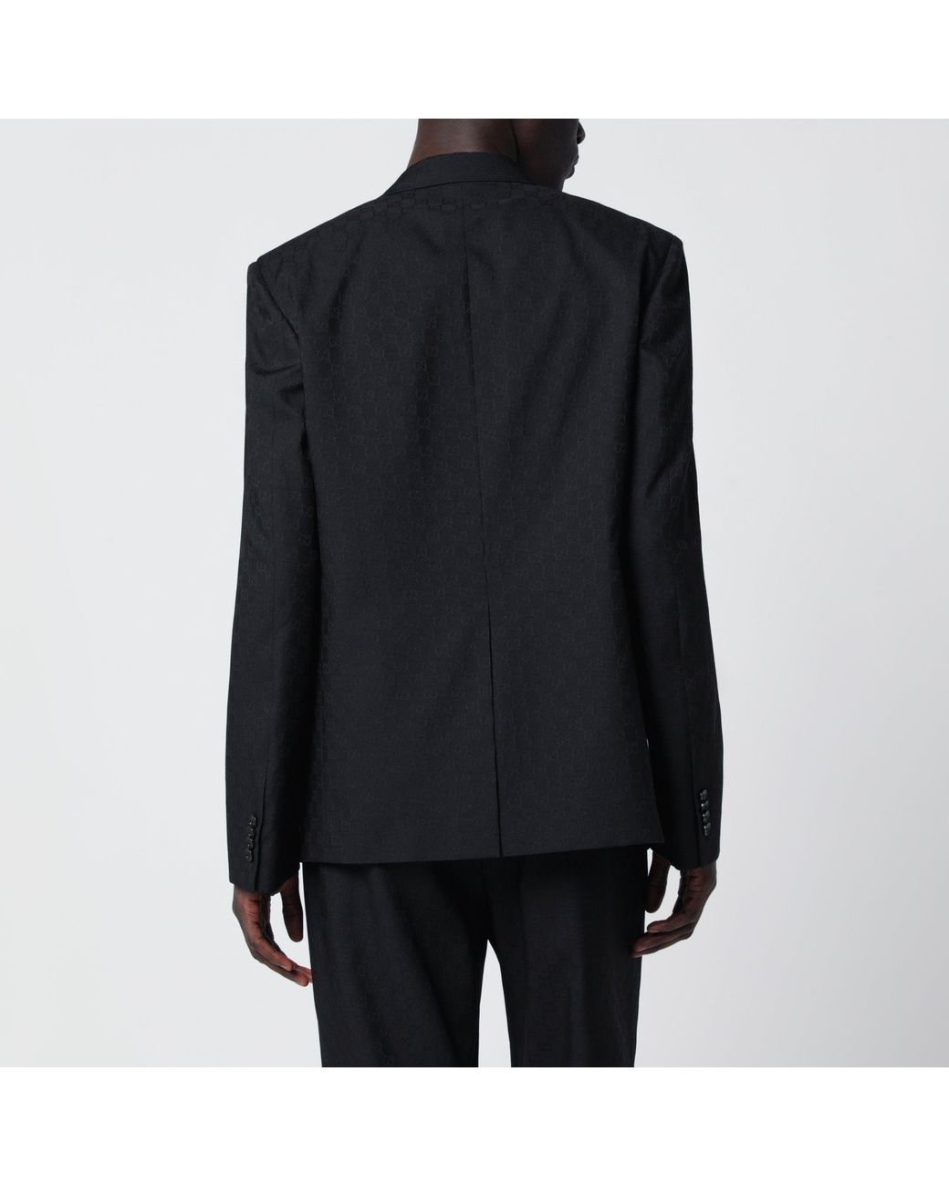 Gucci Black Single-Breasted Gg Wool Jacket for men