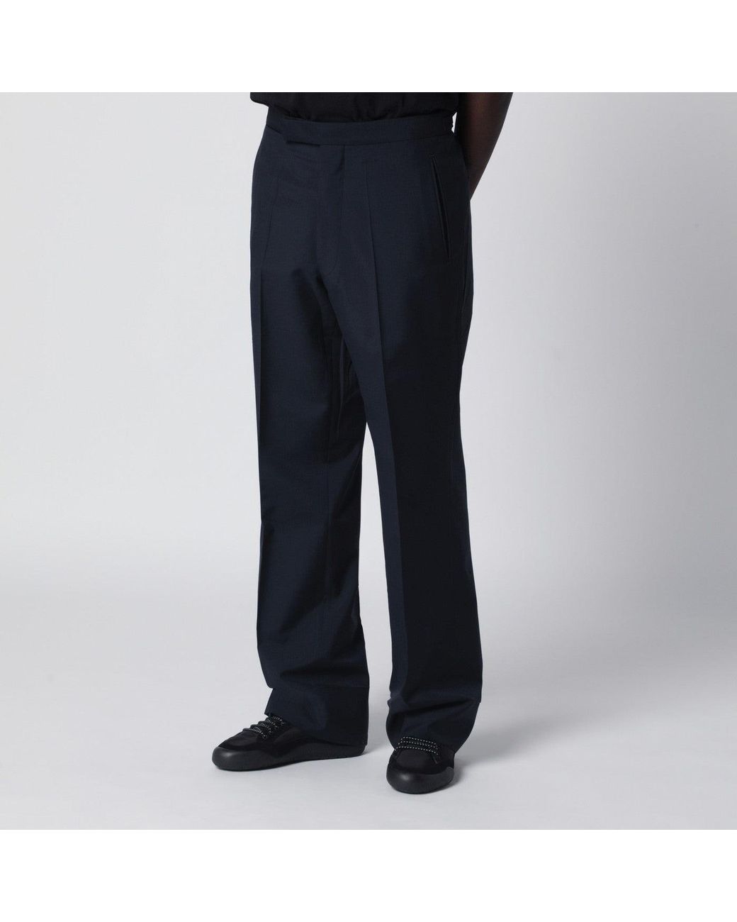 Prada Blue Wool And Mohair Trousers for men