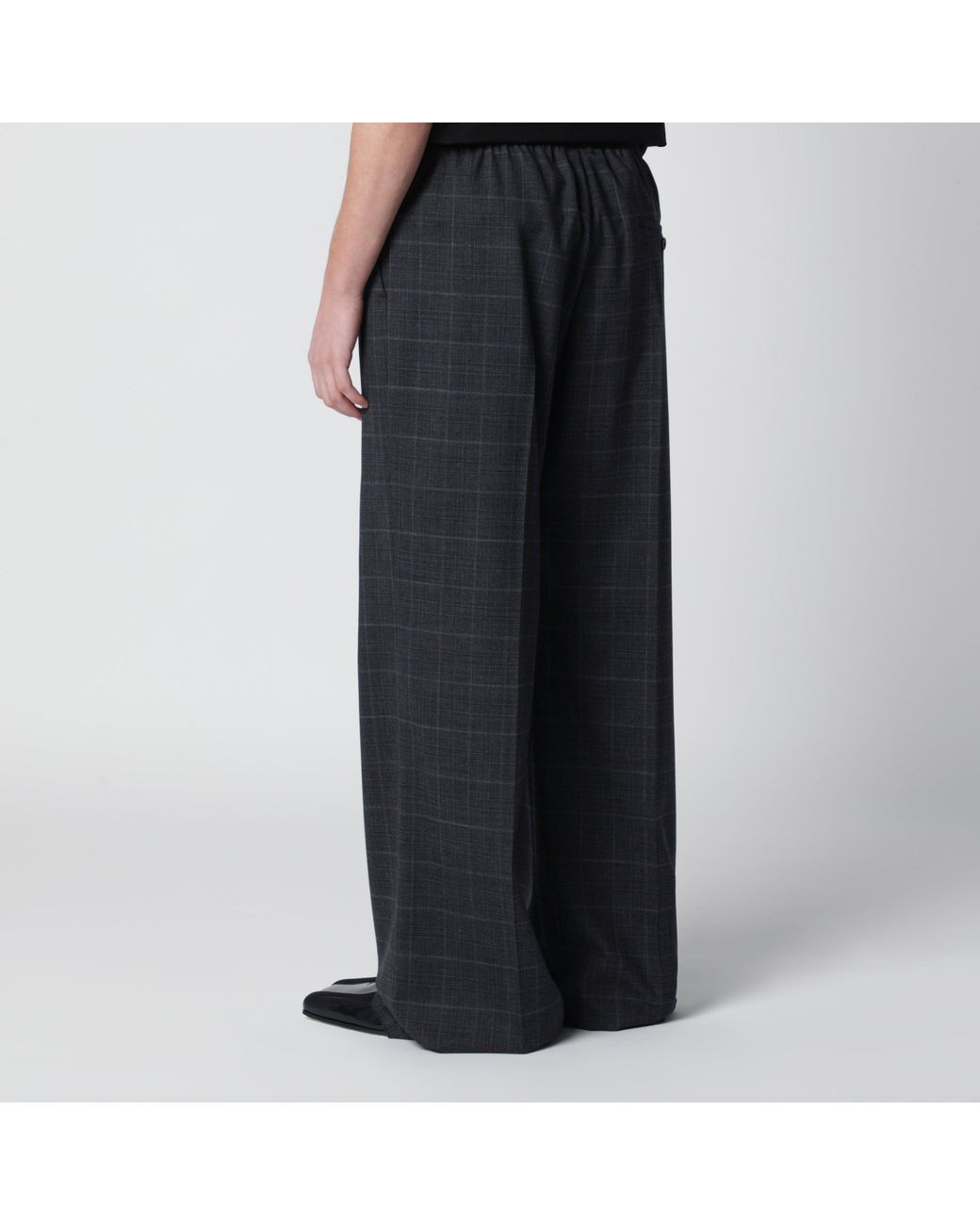 Balenciaga Black Dark Tartan Trousers for men