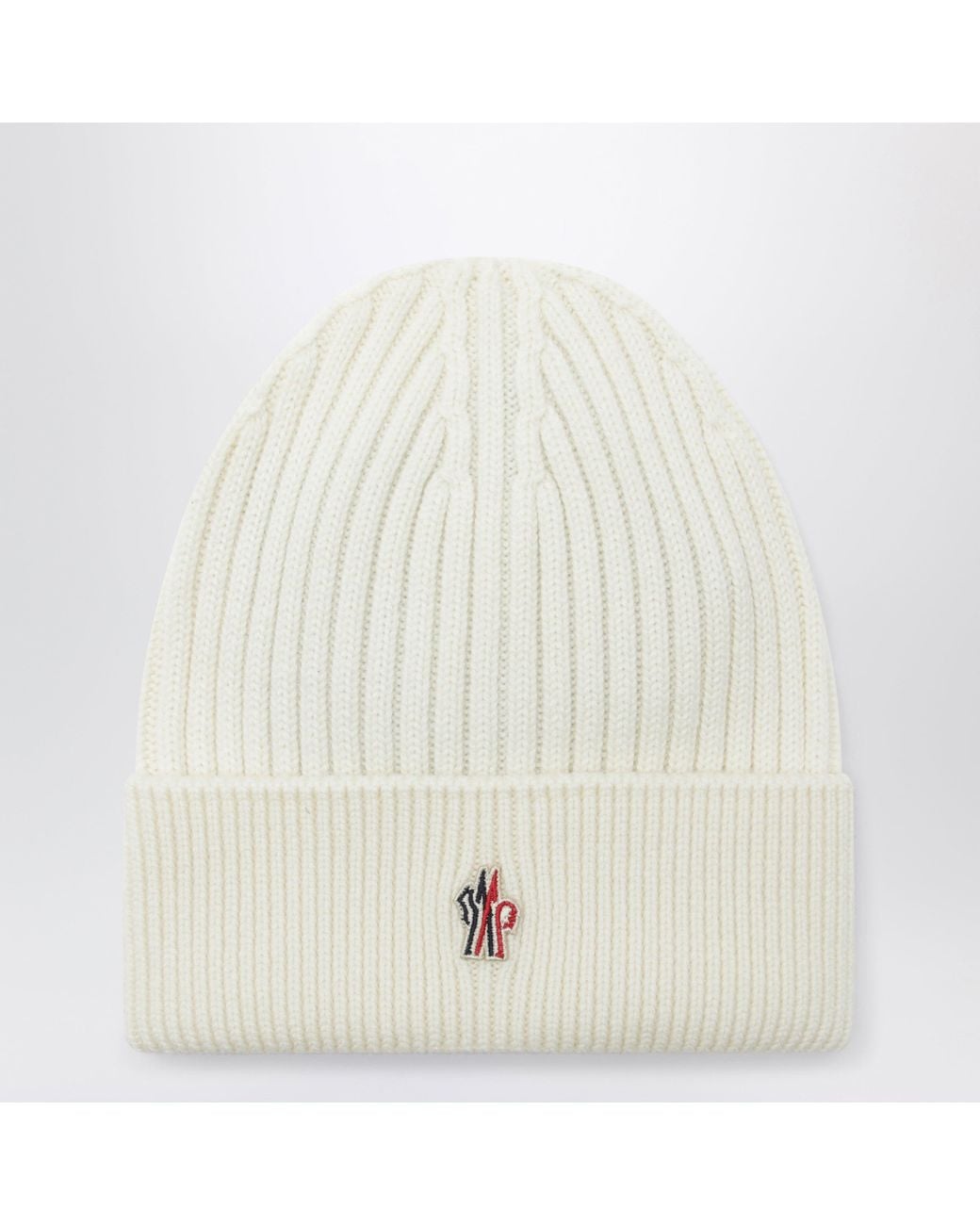 Moncler White Ivory Wool Beanie for men