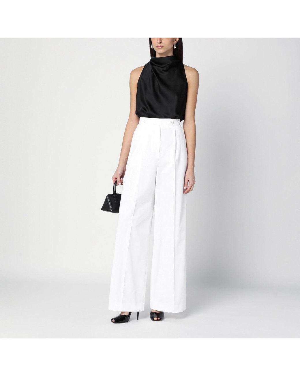 Givenchy White Pleated Cotton Trousers