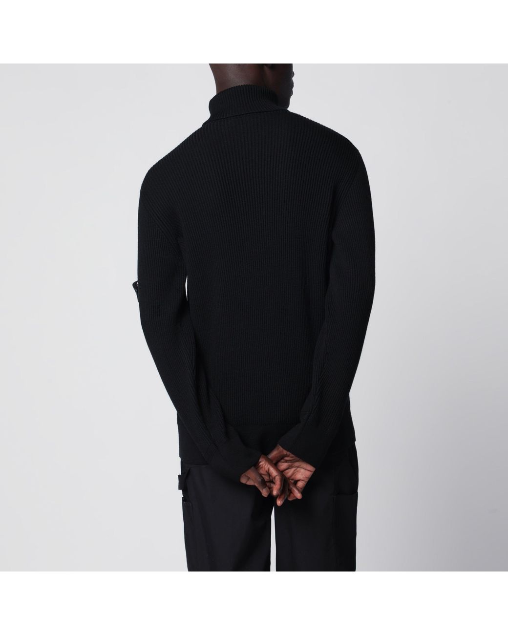 Stone Island Black Ribbed Turtleneck Sweater for men