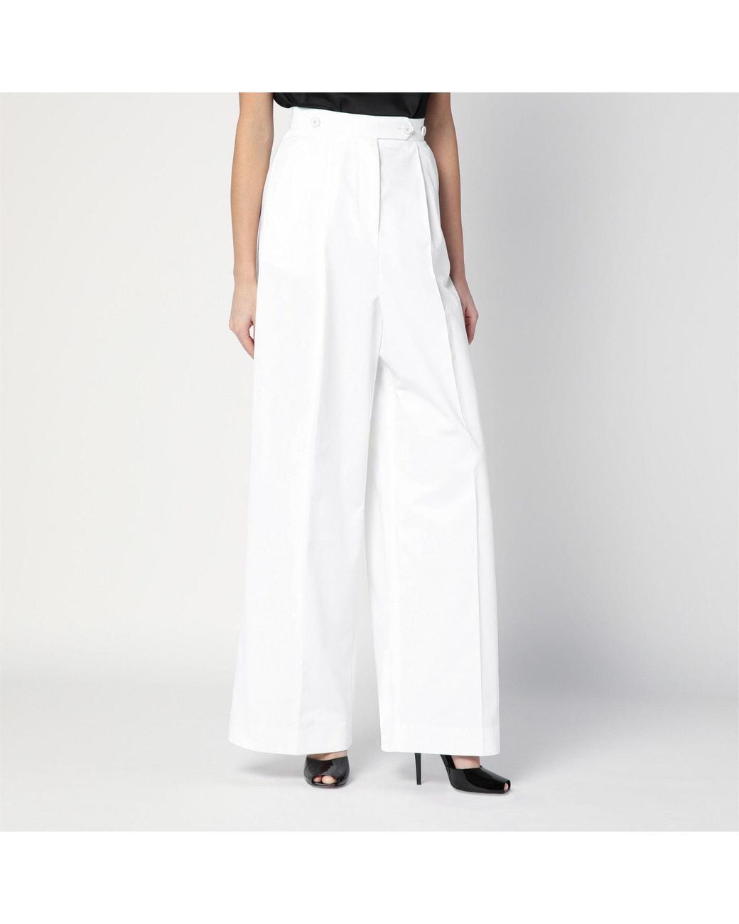 Givenchy White Pleated Cotton Trousers