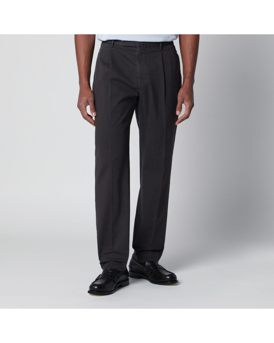 Santaniello Black Cotton Trousers for men