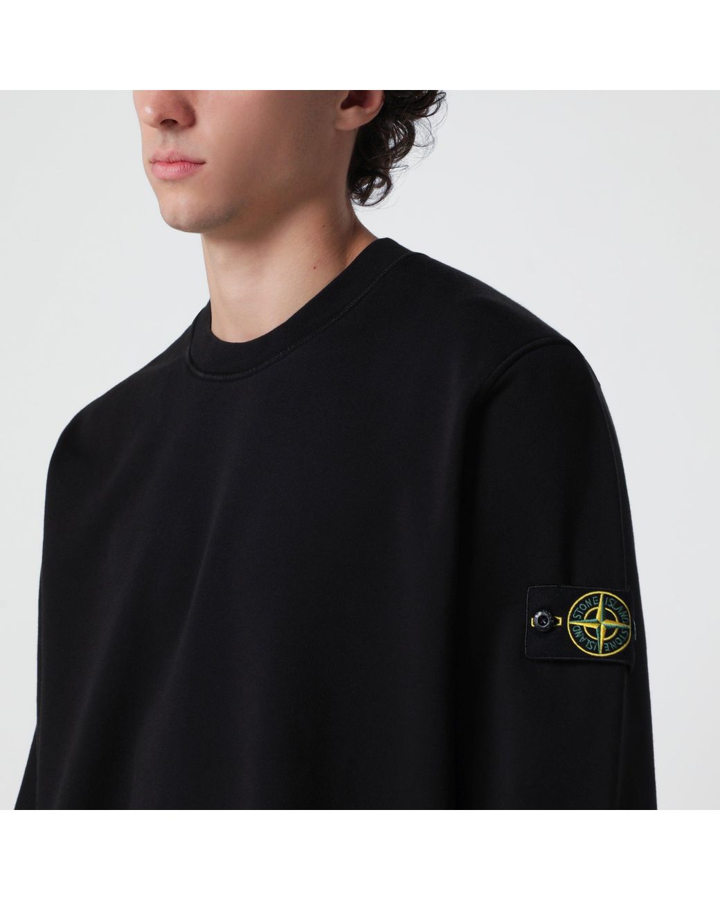 Stone Island Black Cotton Crew-Neck Sweatshirt for men
