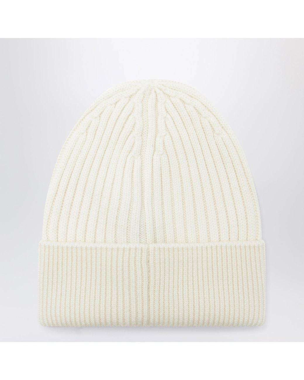 Moncler White Ivory Wool Beanie for men