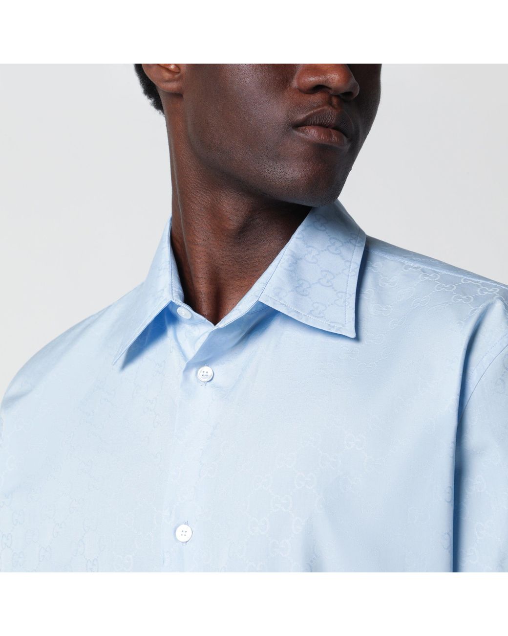 Gucci White Gg Cotton Poplin Short-Sleeve Shirt for men