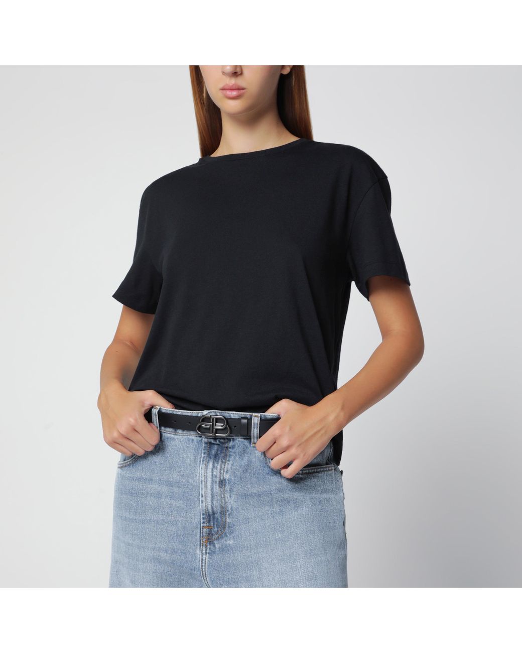 Balenciaga Black Slim Bb Belt