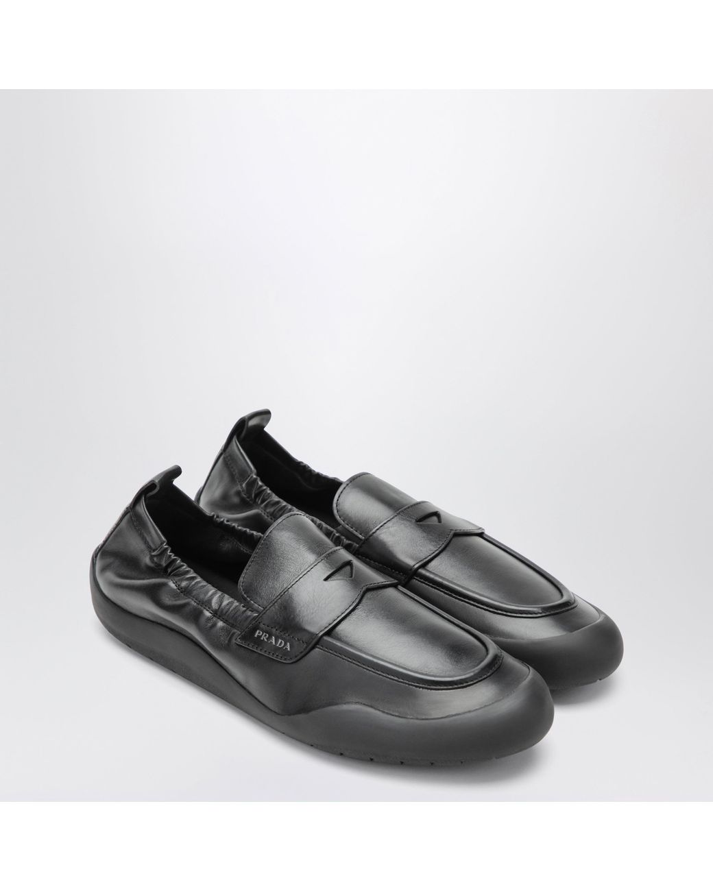 Prada Black Leather Speedrock Loafers for men