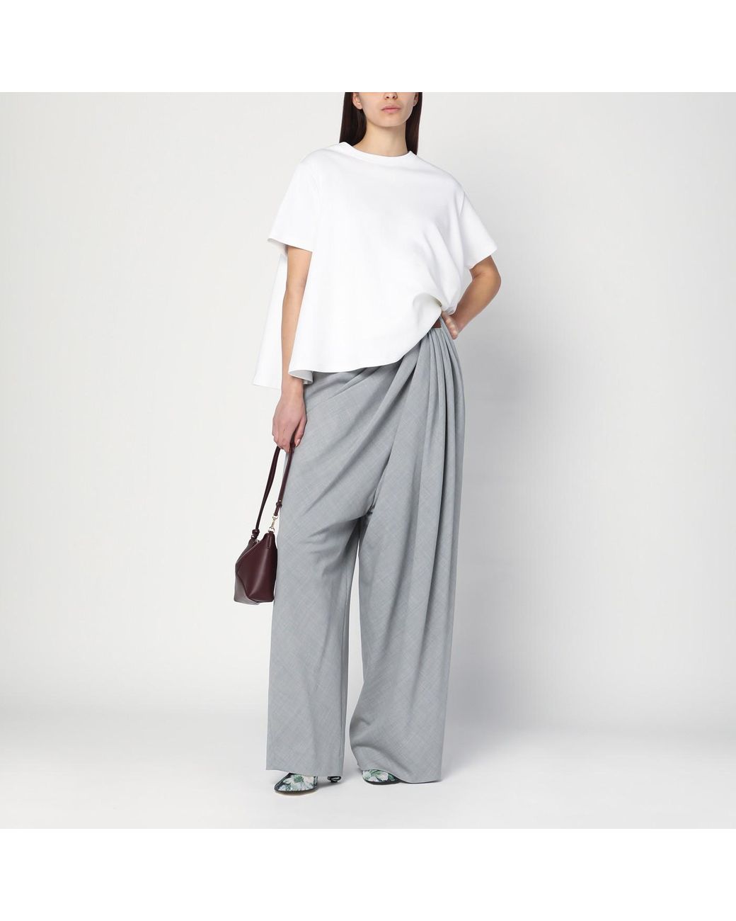 LOEWE】2019AW GREY WOOL 2tuck half-pant LOEWE】2019AW GREY WOOL