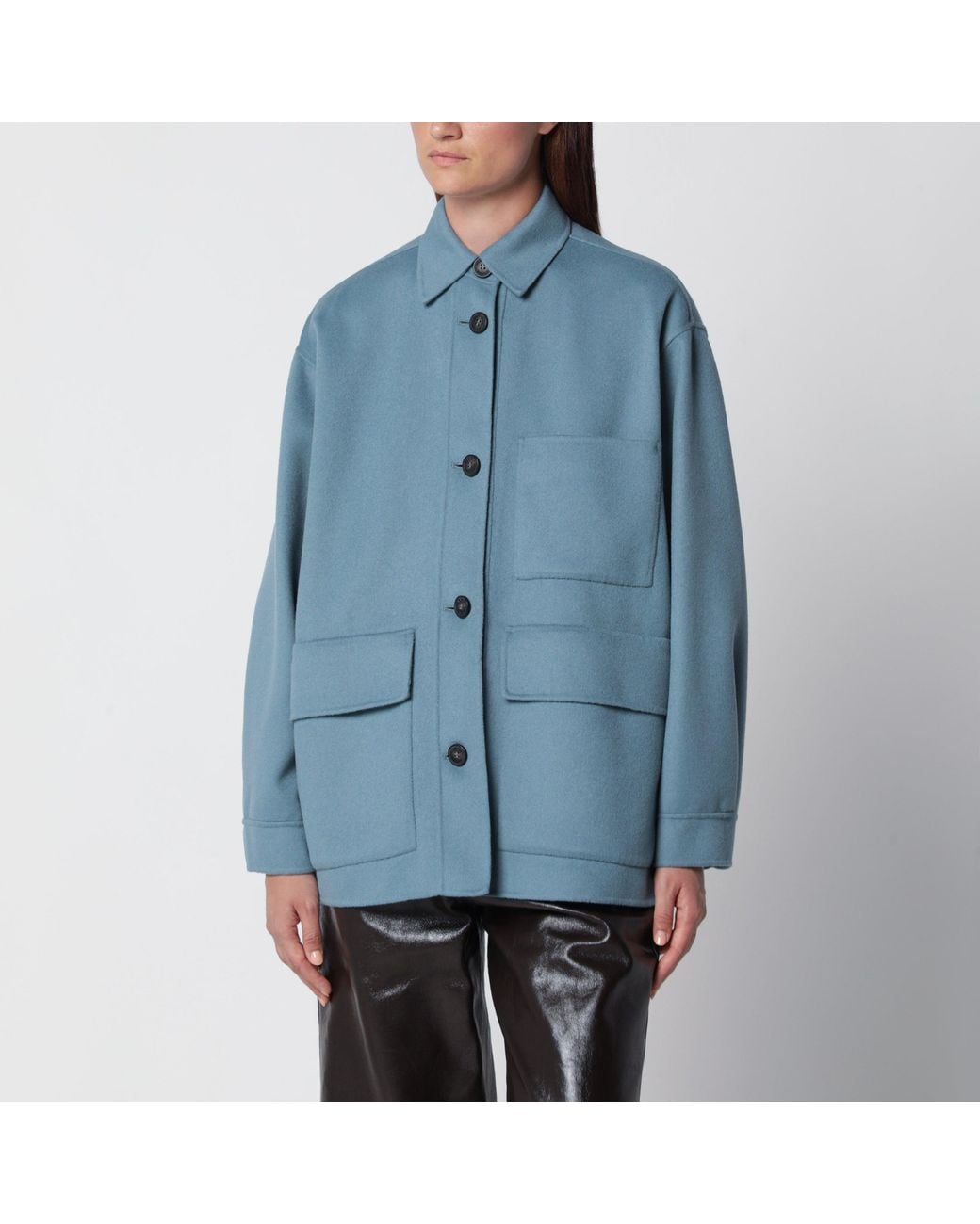 Weekend by Maxmara Blue Wool Shirt Jacket