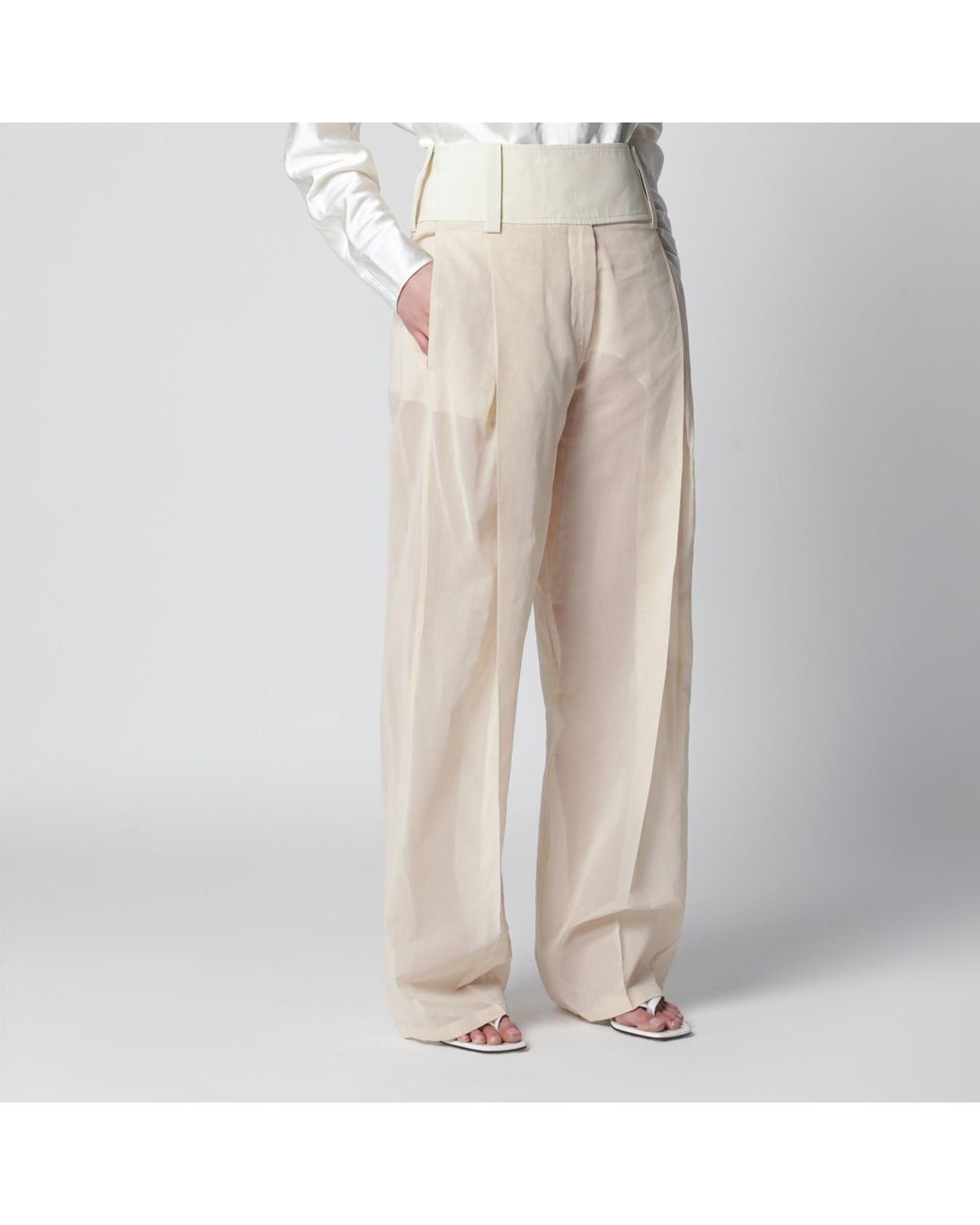 Sportmax Natural Wide-Leg Trousers