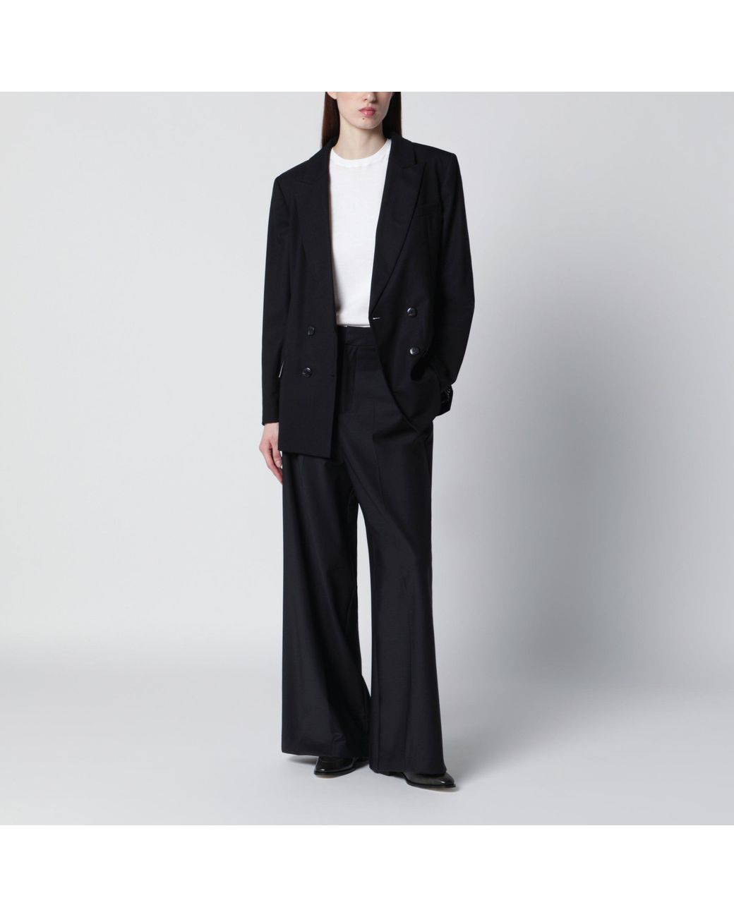 VI TO VI Black Double-Breasted Silk Jacket