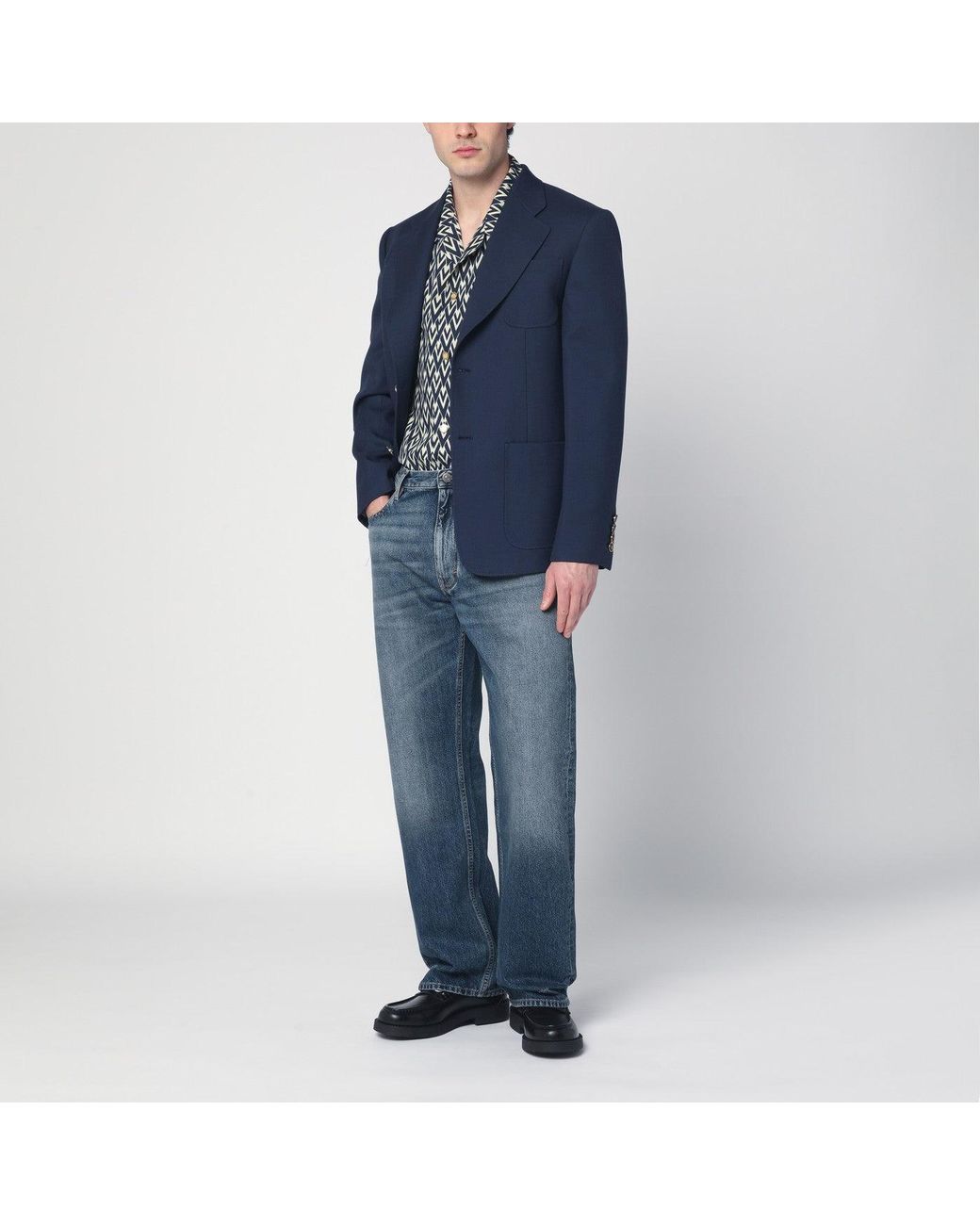 Valentino Blue Single-breasted Wool Jacket for men