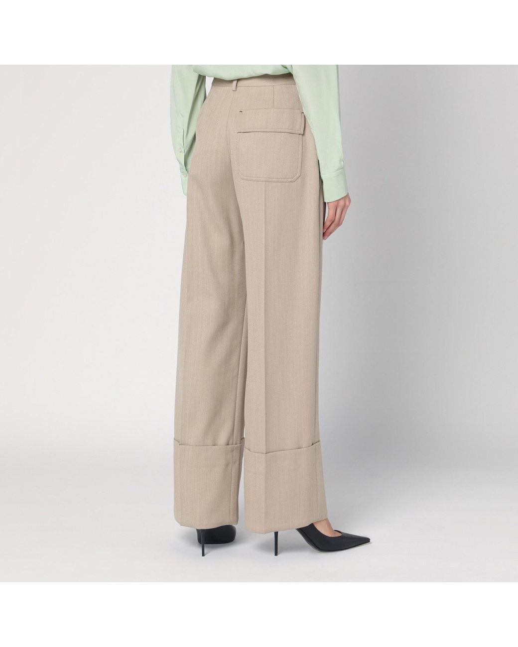 Victoria Beckham Natural Wide Mandarin Colour Pants