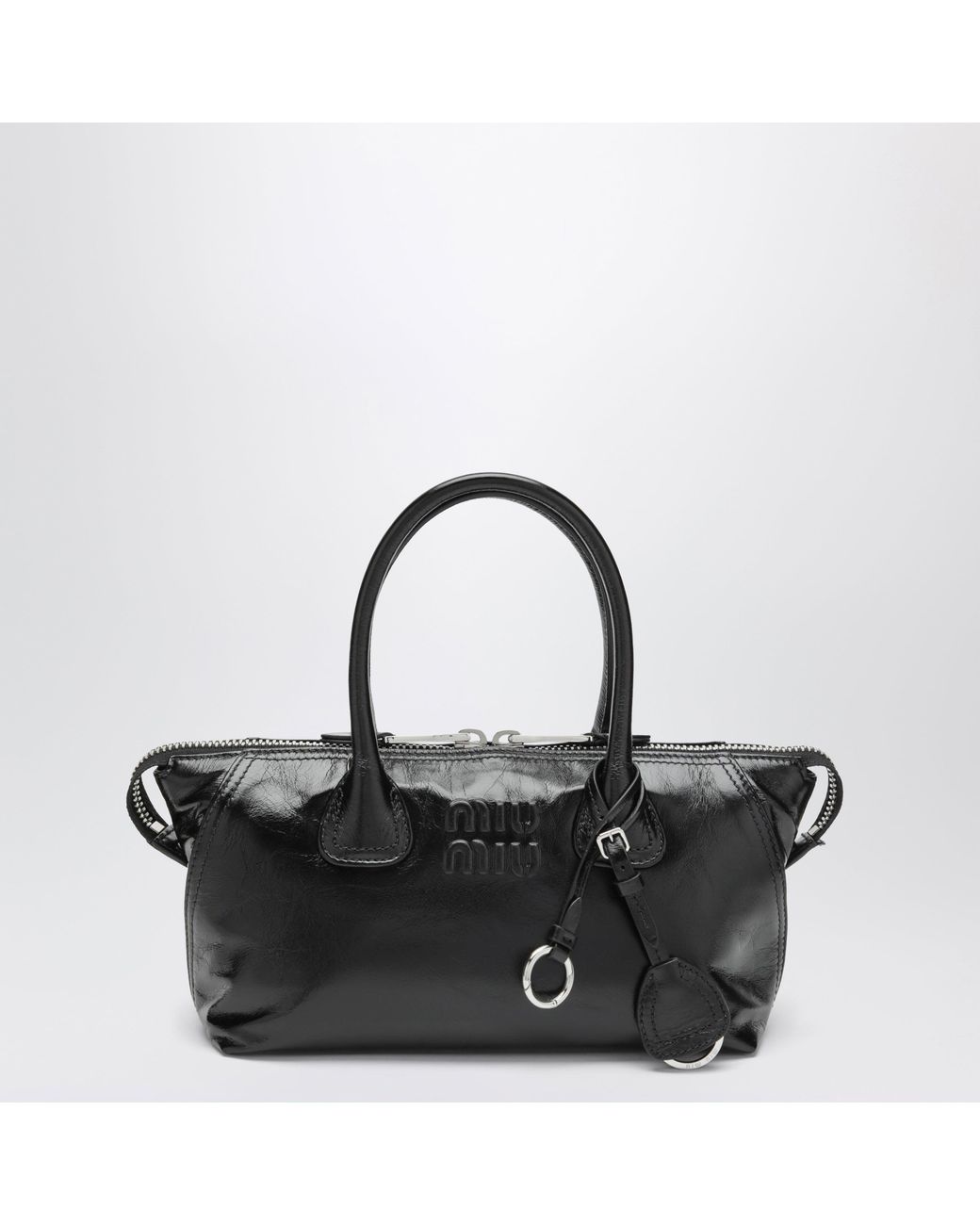 Miu Miu Black Glossy Leather Top-Handle Bag