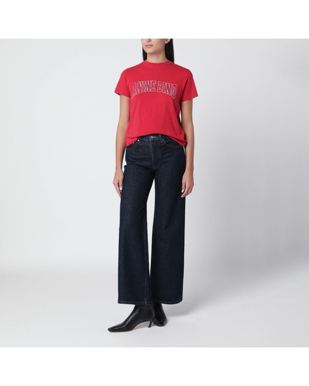 Anine Bing Red Shelley Cotton T-Shirt
