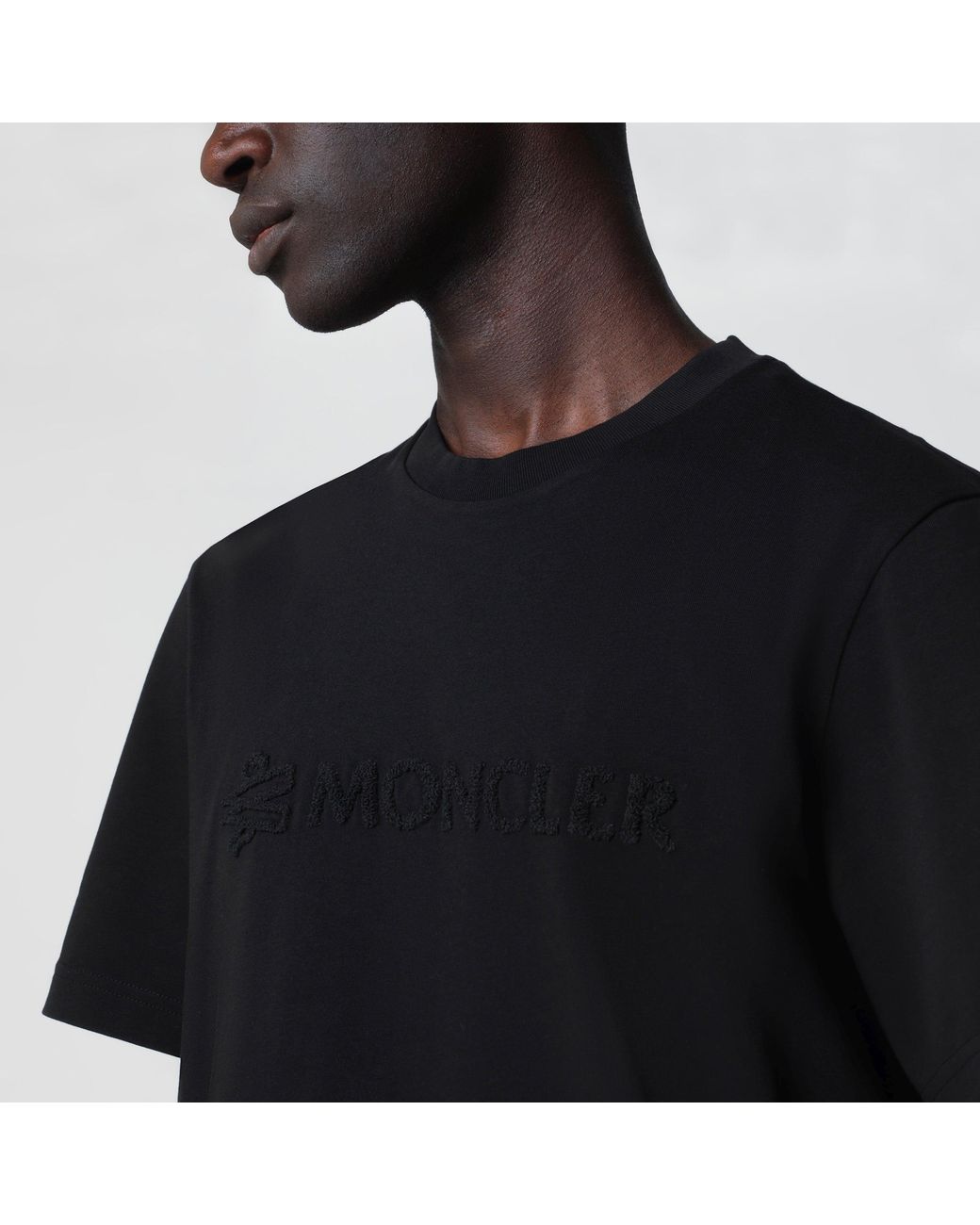 Moncler Black Cotton Jersey Logo T-Shirt for men
