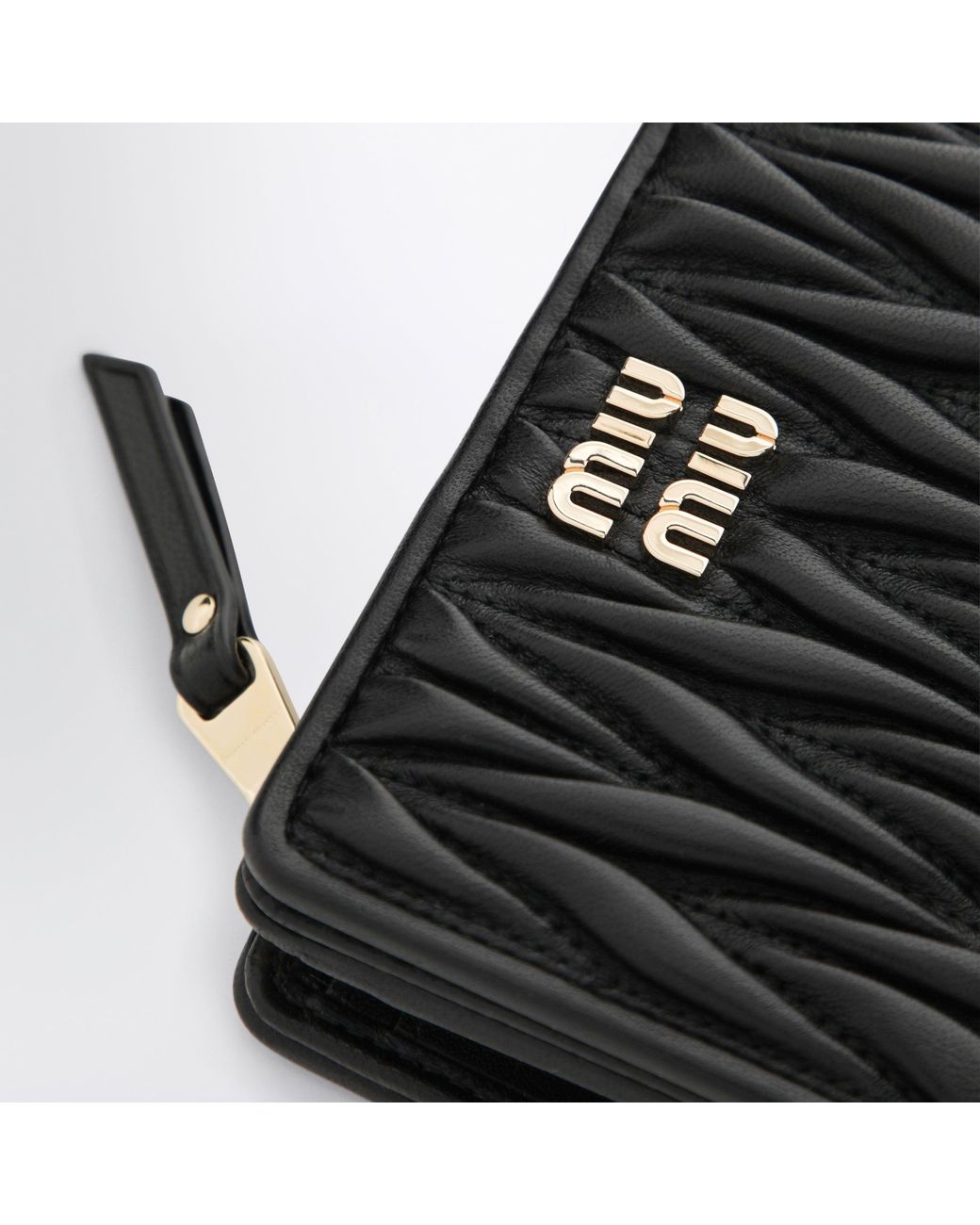 Miu Miu Black Small Matelassé Nappa Wallet