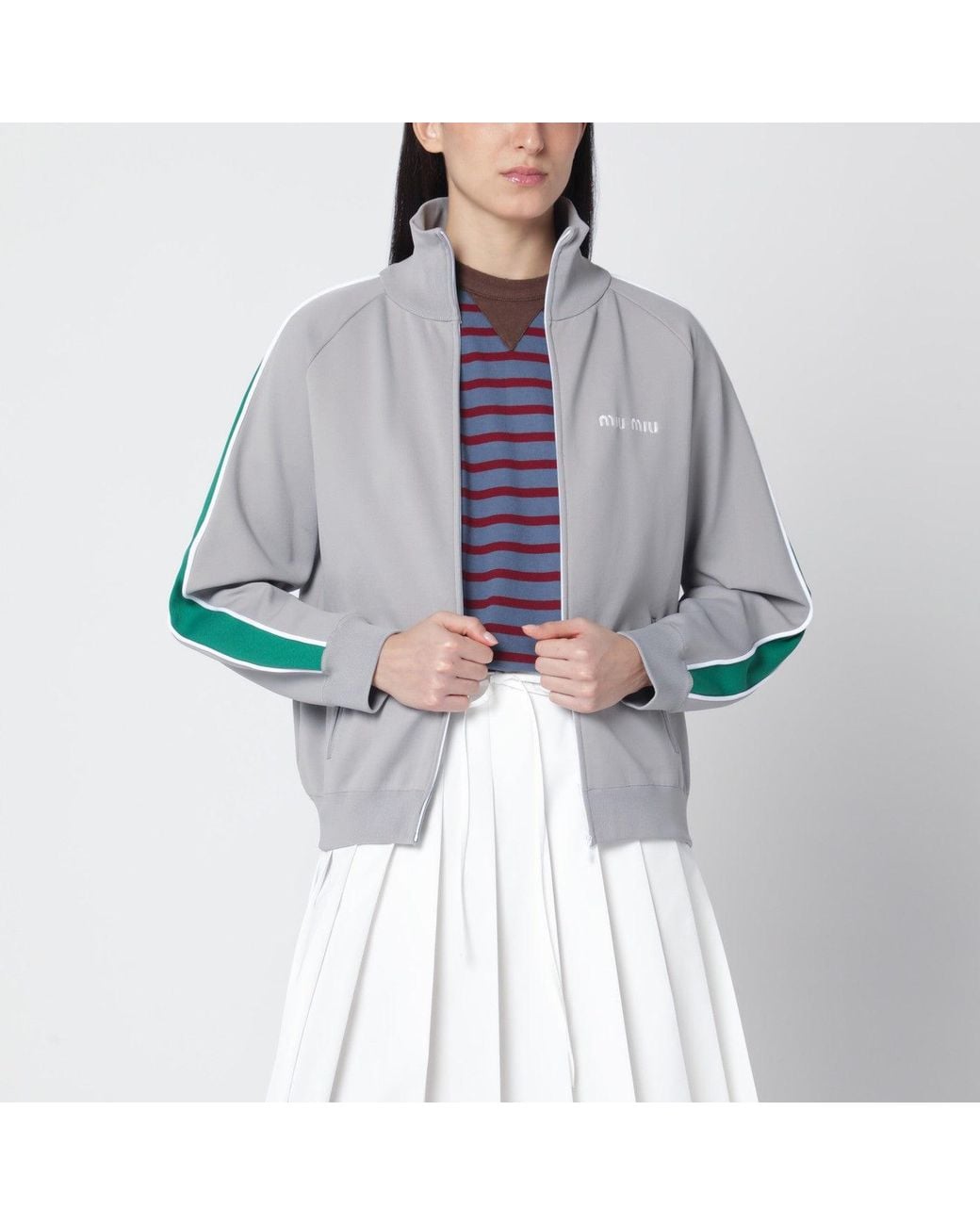 Miu Miu Gray Zip Sweatshirt