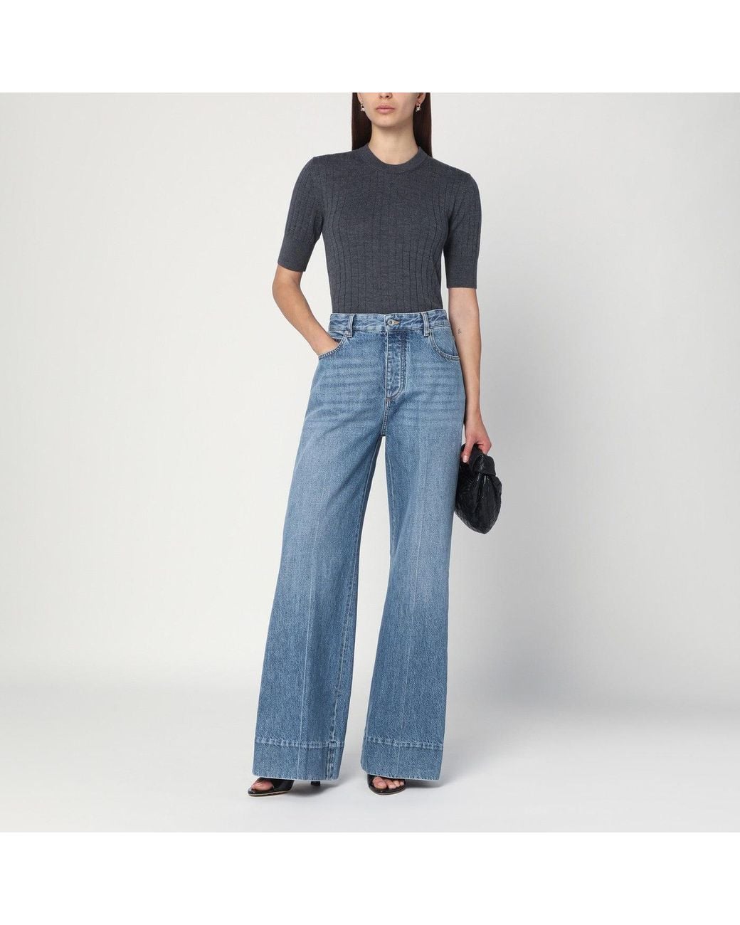 Bottega Veneta Gray Anthracite Wool Sweater