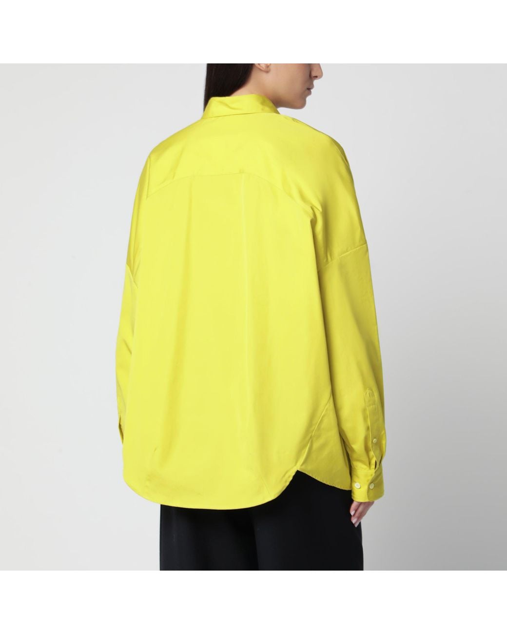 Dries Van Noten Yellow Oversized Lime Cotton Poplin Shirt