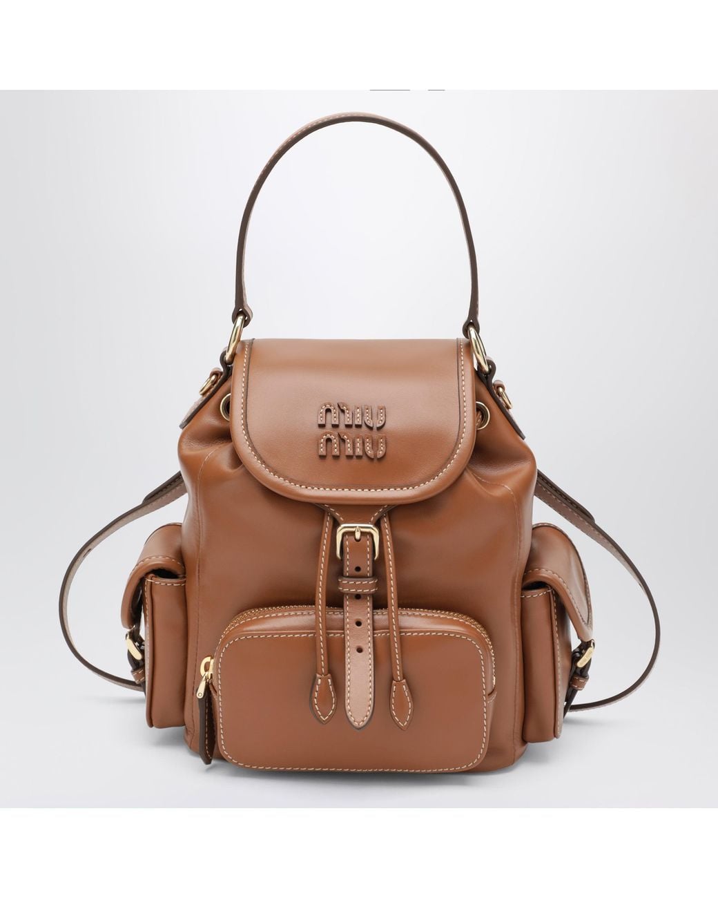 Miu Miu Brown Cognac Calfskin Backpack