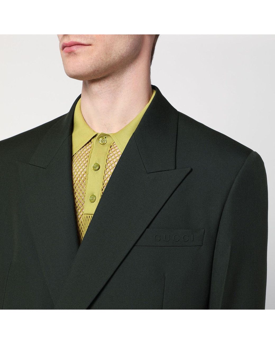 Gucci Green Military Double-breasted Jacket In Wool for men