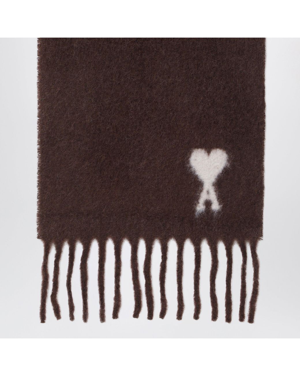 AMI Brown Ami De Coeur Scarf for men
