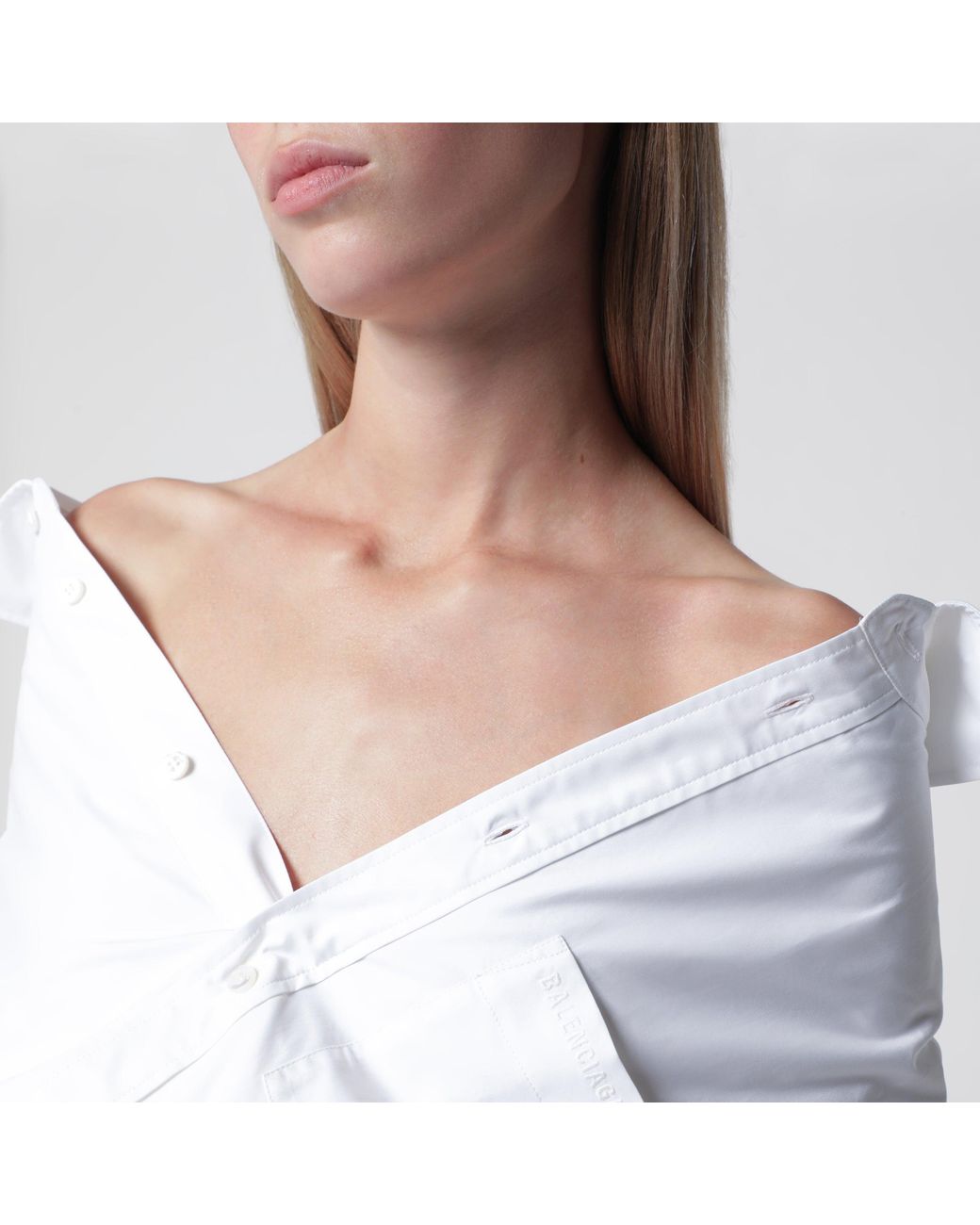Balenciaga White Wrap Shirt With Off-Shoulder Design