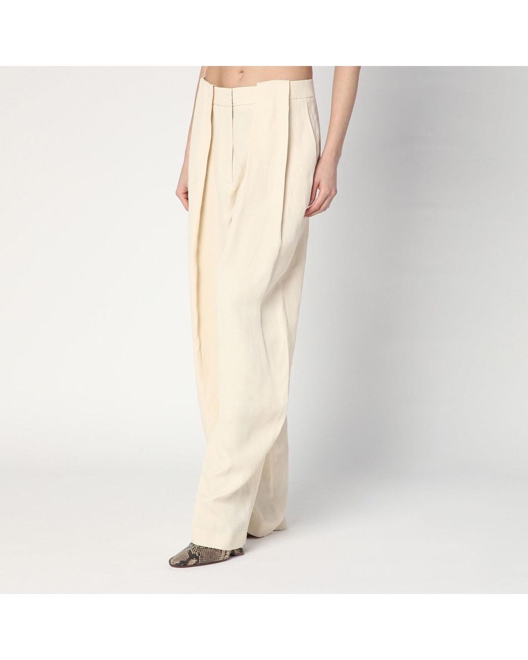 Stella McCartney Natural Wide Butter-Coloured Pants