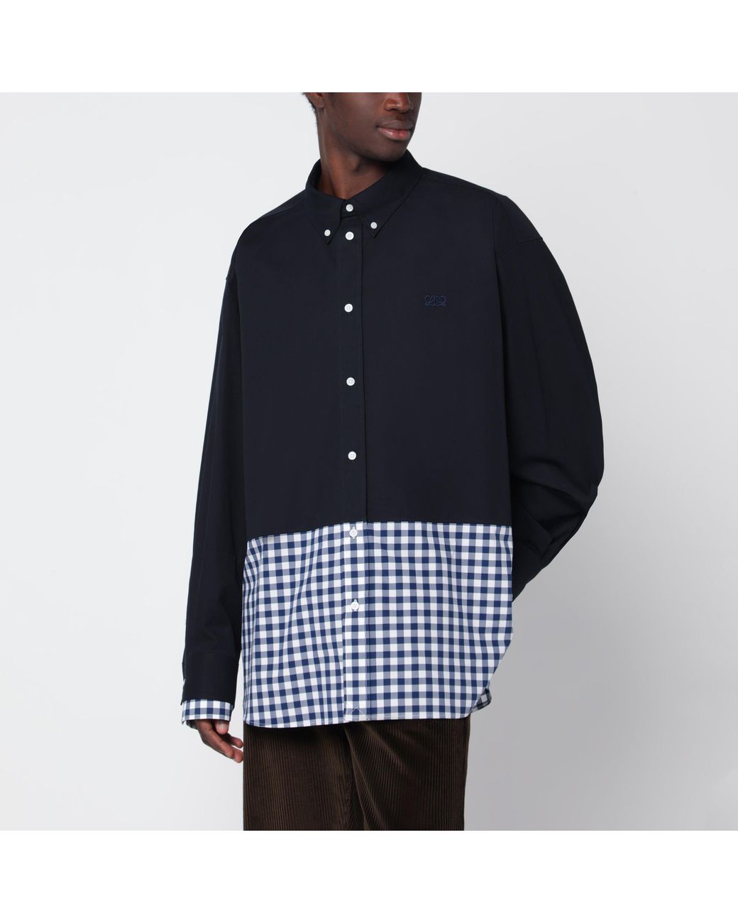Loewe Blue Double-Layer Cotton Shirt for men