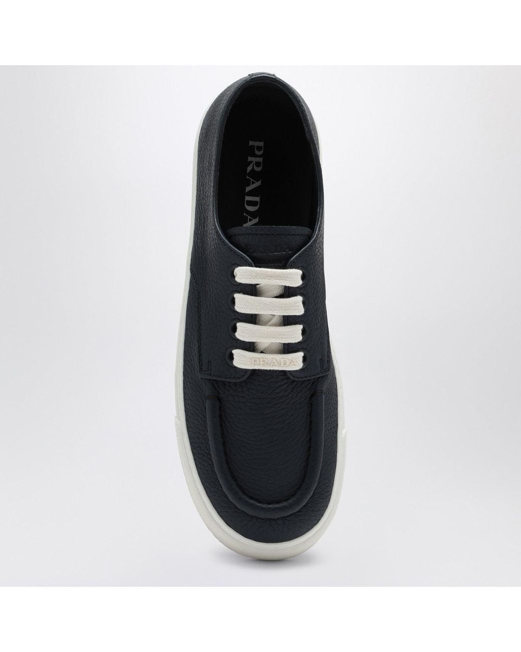 Prada Blue Baltic Hammered Leather Sneakers for men