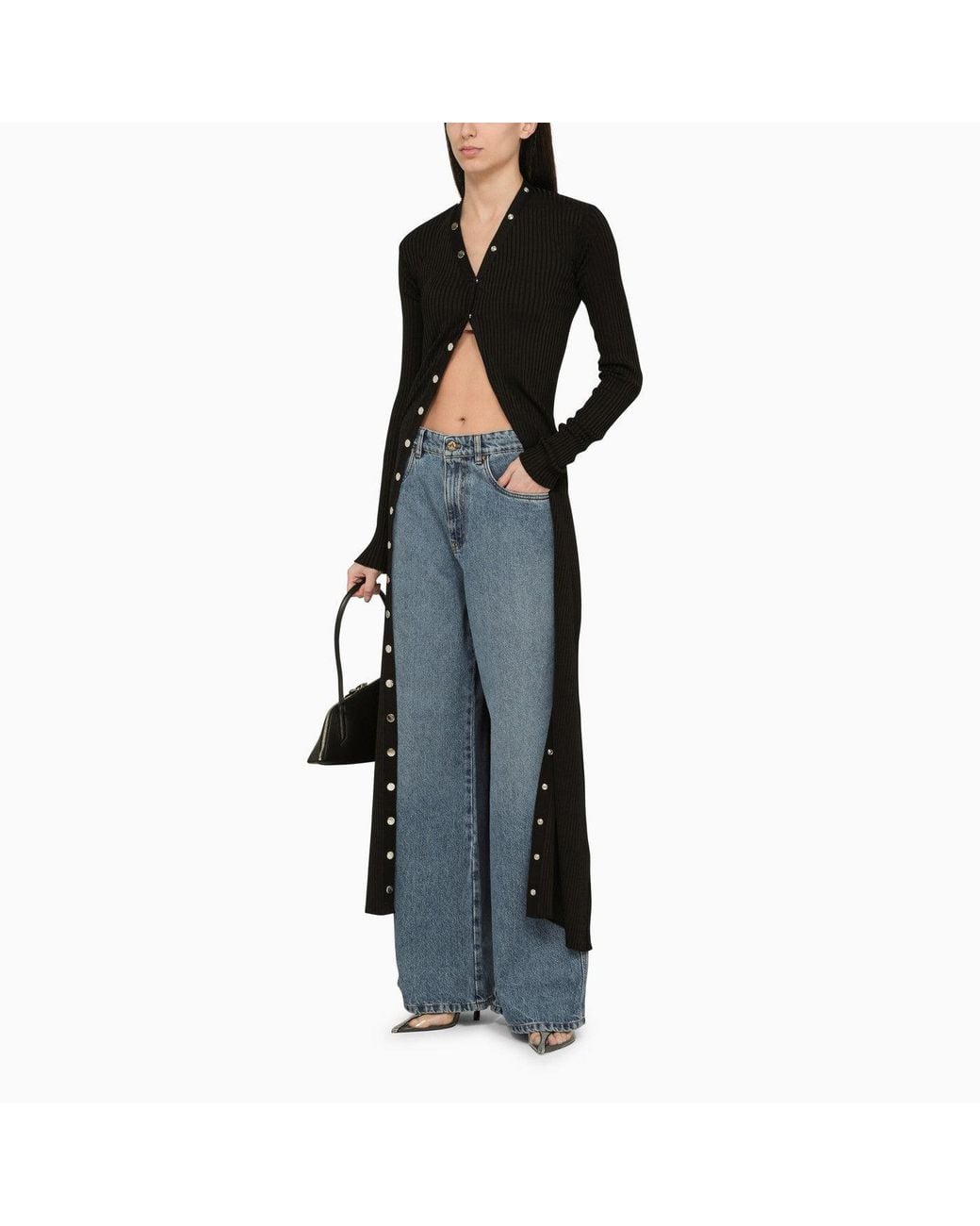 The Attico Black Viscose Long Cardigan