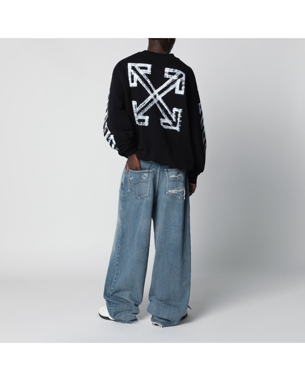 Off-White c/o Virgil Abloh Black Motion Arrow Skate Cotton Sweatshirt for men