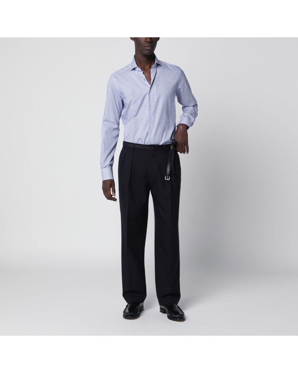 Xacus Blue Striped Travel Shirt for men