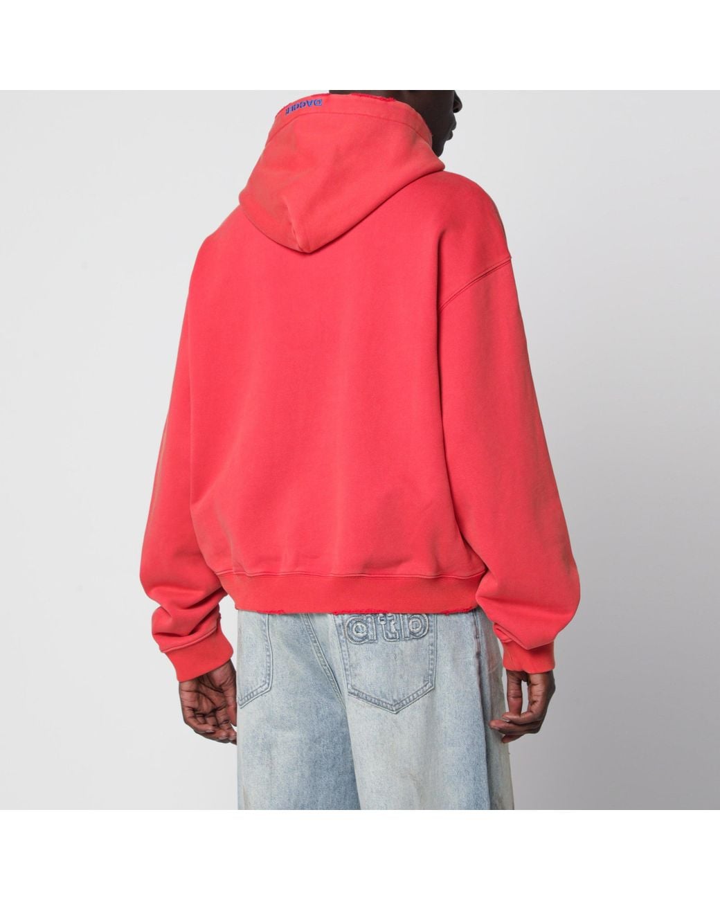 DAGGER Red Faded Hooded Sweatshirt With Vintage Effect for men