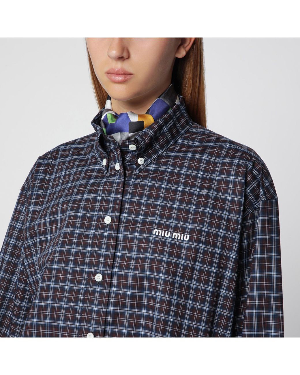 Miu Miu Blue Cocoa Tartan Shirt