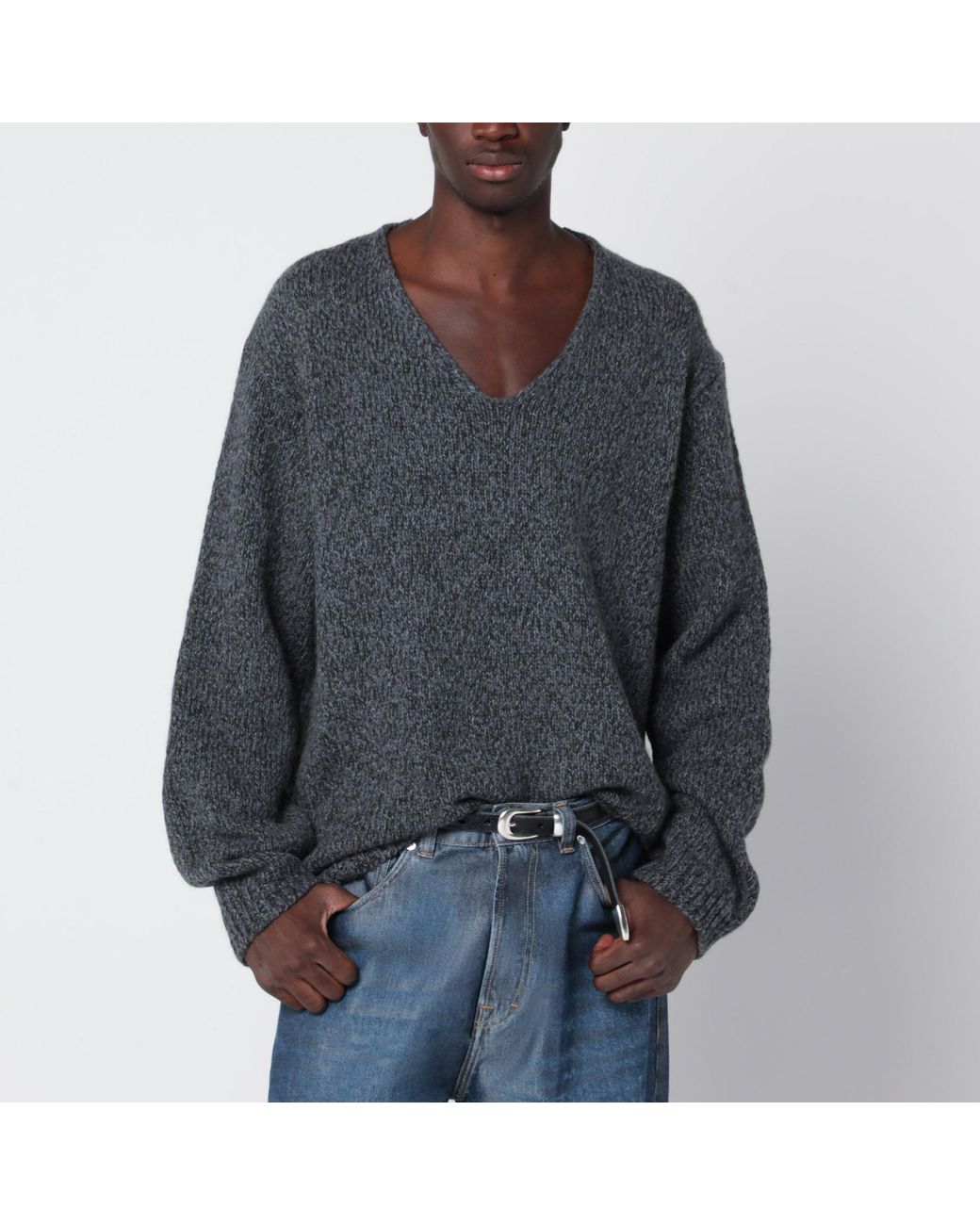 Our Legacy Gray Ash Wool Link Sweater for men