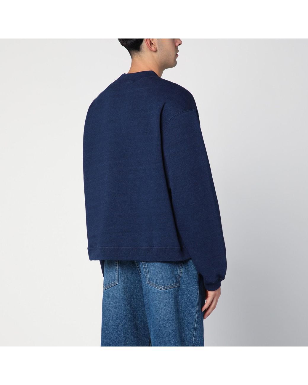 スウェット・トレーナー BRAIN DEAD INDIGO COTTON FLEECE CREW NECK SWEATSHIRT Brain Dead Indigo Cotton Fleece Crew Neck Sweatshirt in Blue