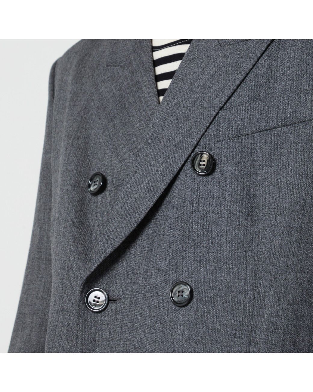 AMI Gray Double-Breasted Carbon Virgin Wool Blazer for men