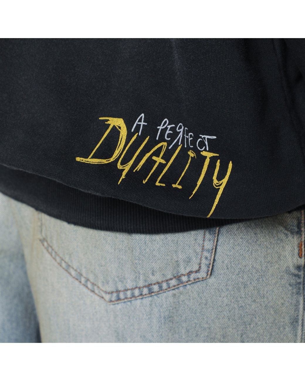 Represent Black Faded Sweatshirt With Eagle Logo Print for men