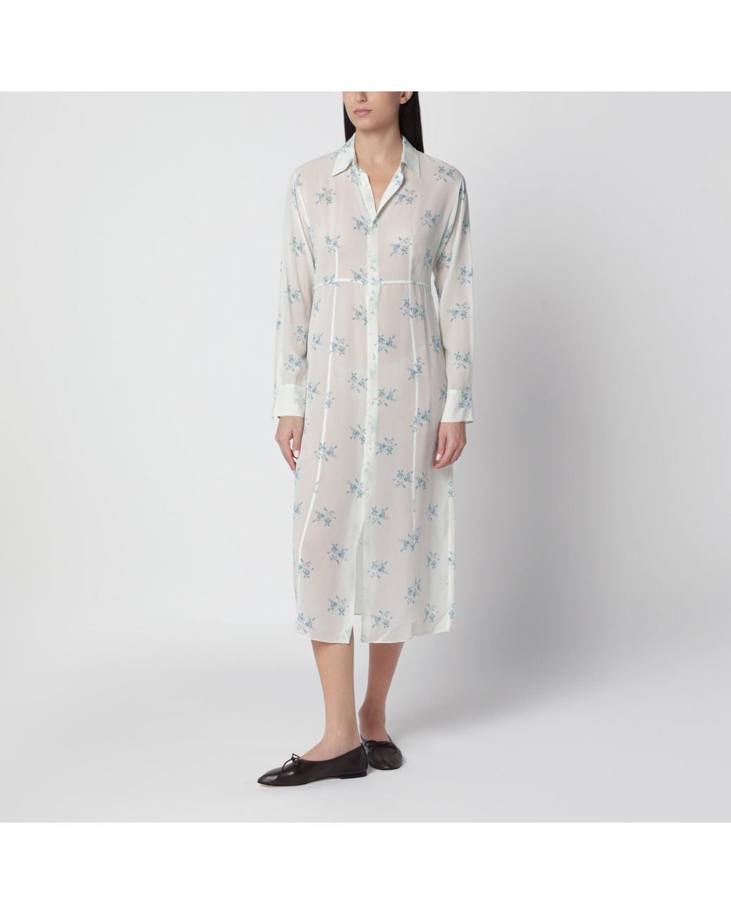 Auralee White Ivory Silk Georgette Dress