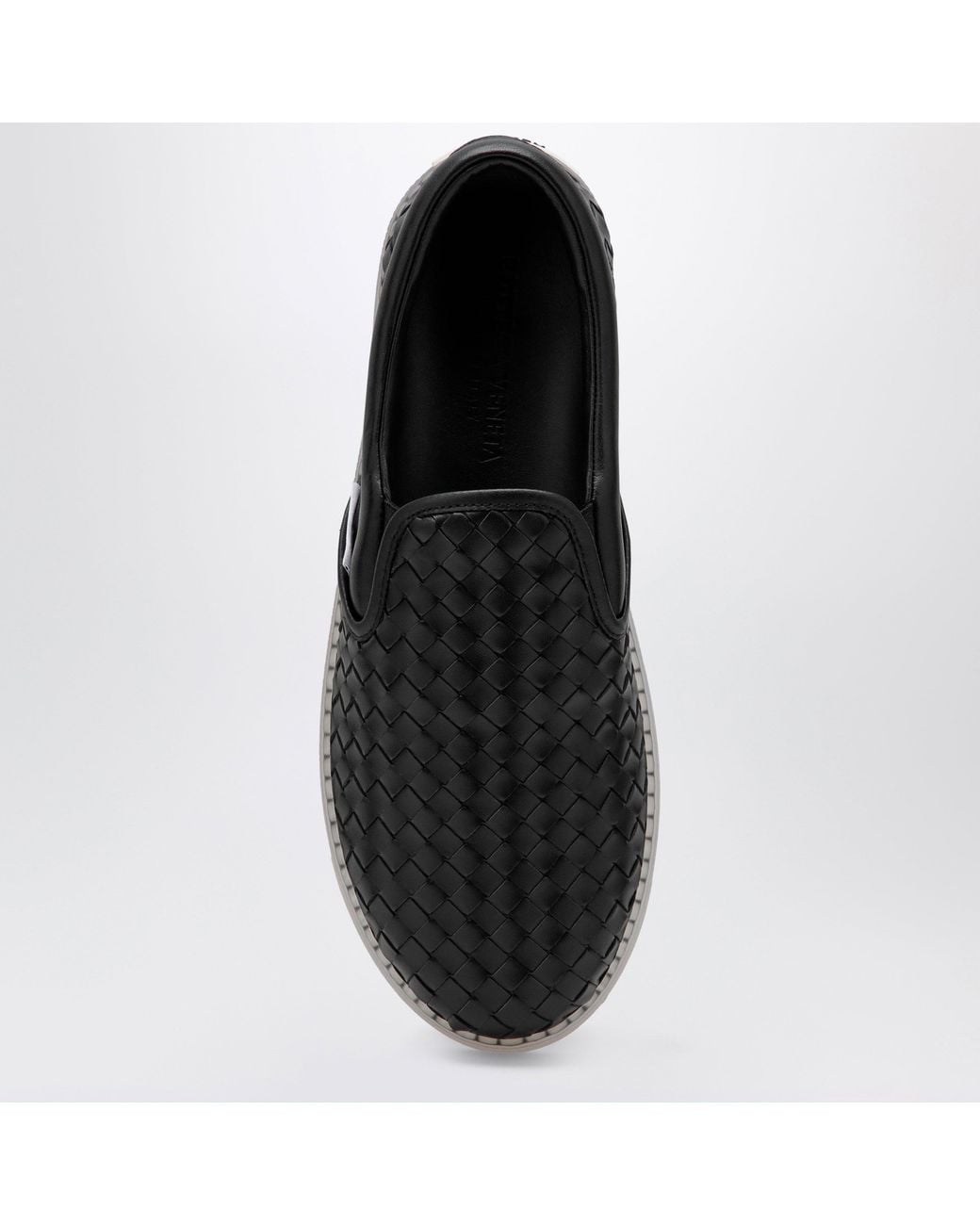 Bottega Veneta Black Serena Slip-On Woven Leather Sneakers for men