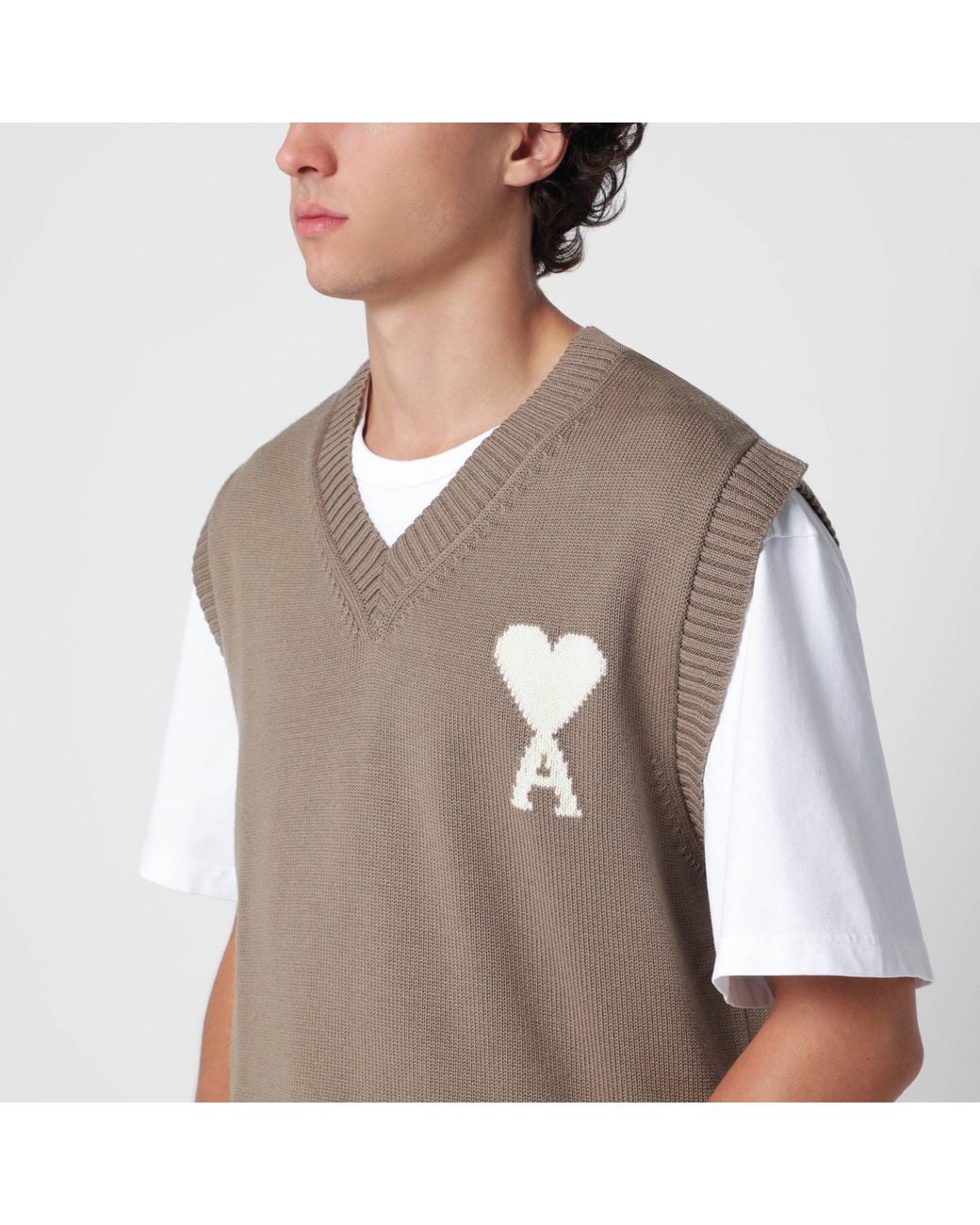 AMI Gray Ami De Coeur Vest for men