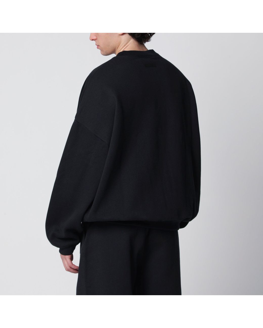 Fear Of God Black Cotton Fleece Sweatshirt With Logo Embroidery for men