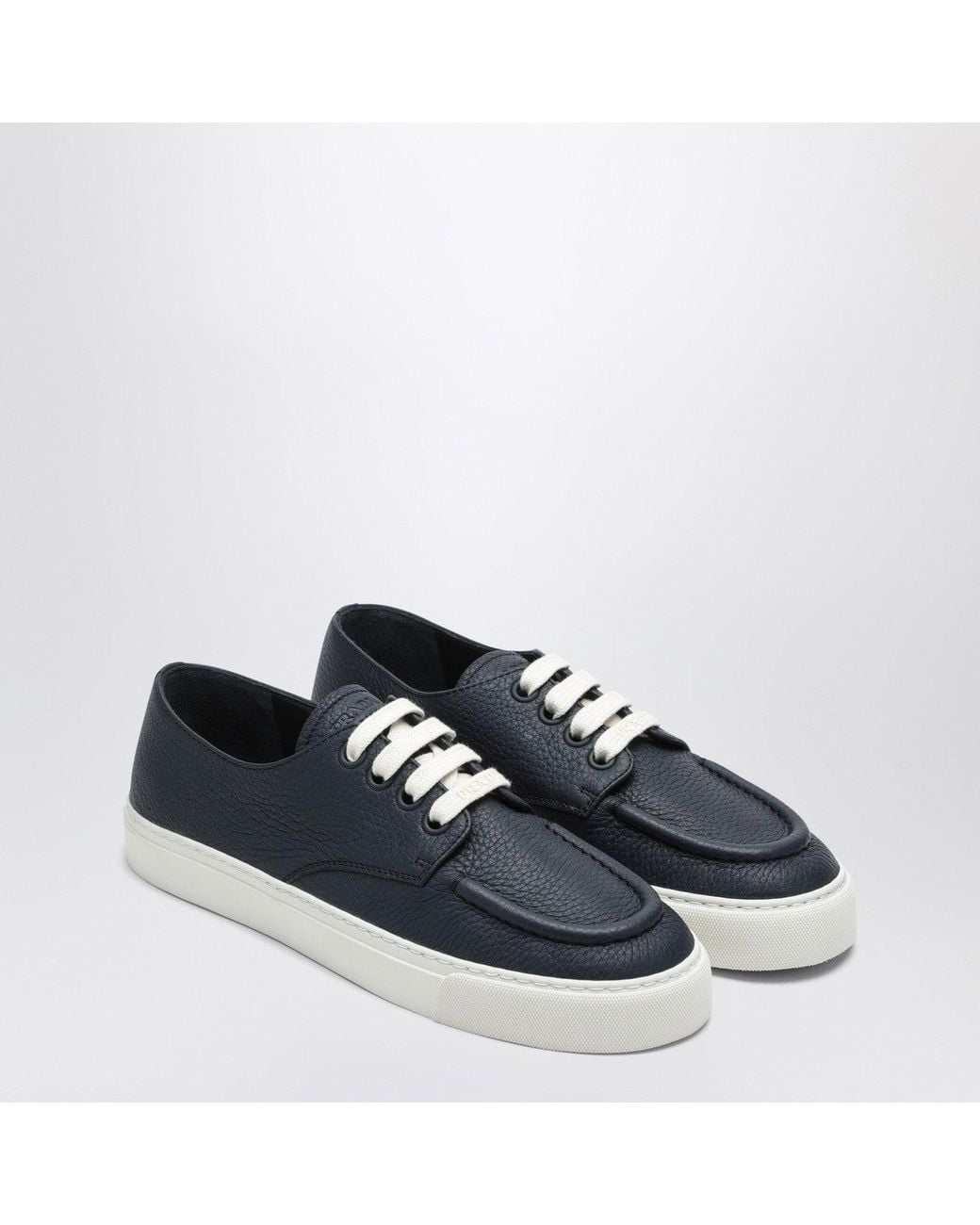 Prada Blue Baltic Hammered Leather Sneakers for men